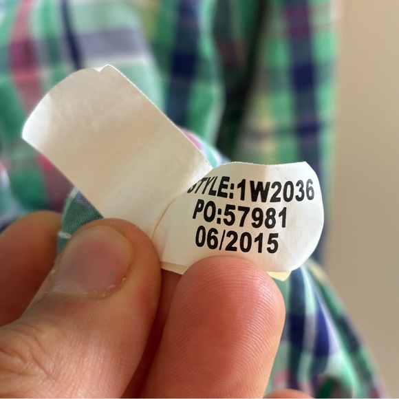 Vineyard Vines Green Plaid Whale Long Sleeve Button Down Casual Shirt Mens Small - Picture 7 of 9